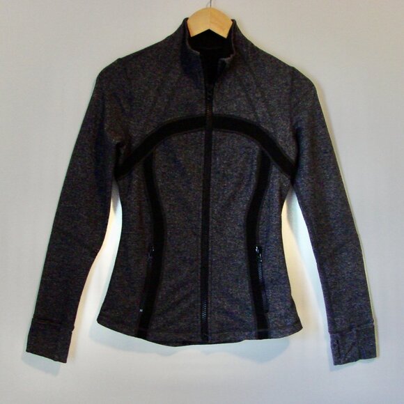 Lululemon Define Jacket Giant Herringbone Black Heathered Thumbholes Size 6 - Picture 7 of 16